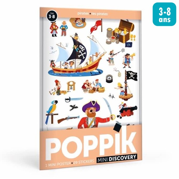 Kit gommettes Découvertes Poppik - Pirates - 1 mini poster à compléter - Photo n°1