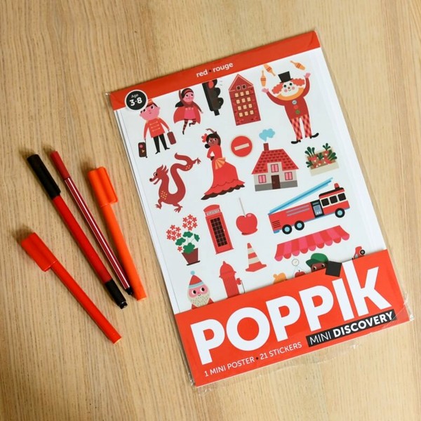 Kit gommettes Découvertes Poppik - Rouge - 1 mini poster à compléter - Photo n°4