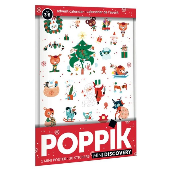 Kit gommettes Découvertes Poppik - Noël - 1 mini poster à compléter - Photo n°1