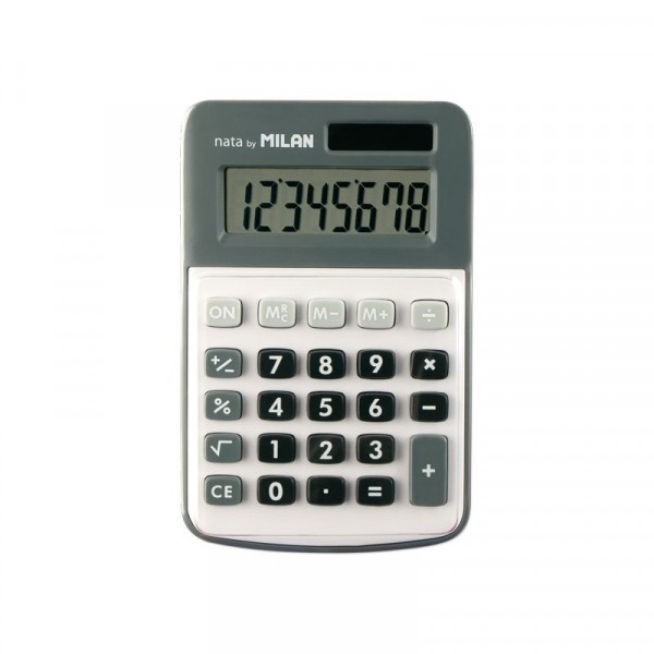 Calculatrice de bureau - 8 chiffres - Blanc et gris - Piles et solaire - Milan - Photo n°2