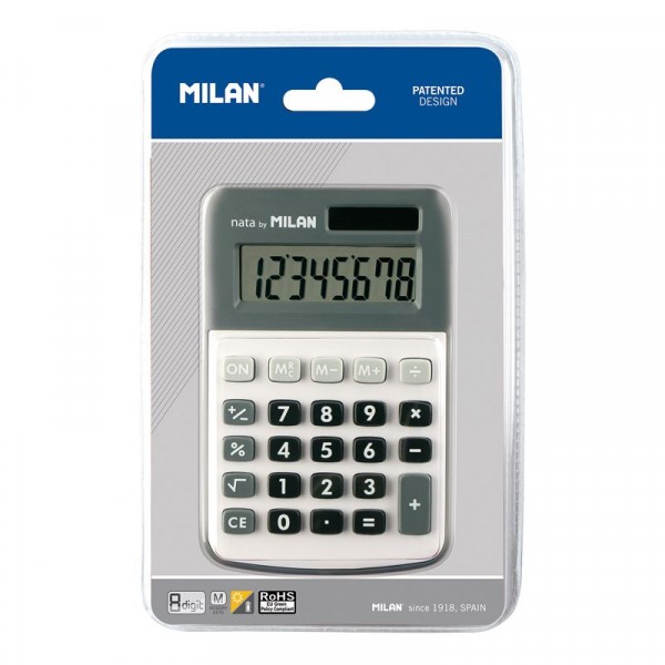 Calculatrice de bureau - 8 chiffres - Blanc et gris - Piles et solaire - Milan - Photo n°1
