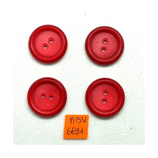 4 Boutons en résine rouge - 27mm - ABV6691 - Photo n°1