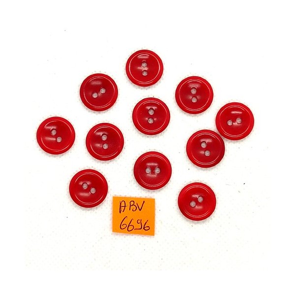 11 Boutons en résine rouge - 15mm - ABV6696 - Photo n°1