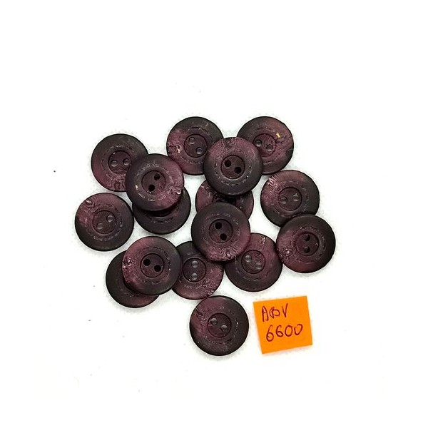 16 Boutons en résine violet foncé - 17mm - ABV6600 - Photo n°1