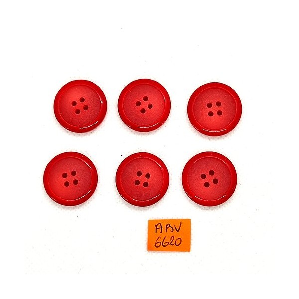 6 Boutons en résine rouge - 22mm - ABV6620 - Photo n°1
