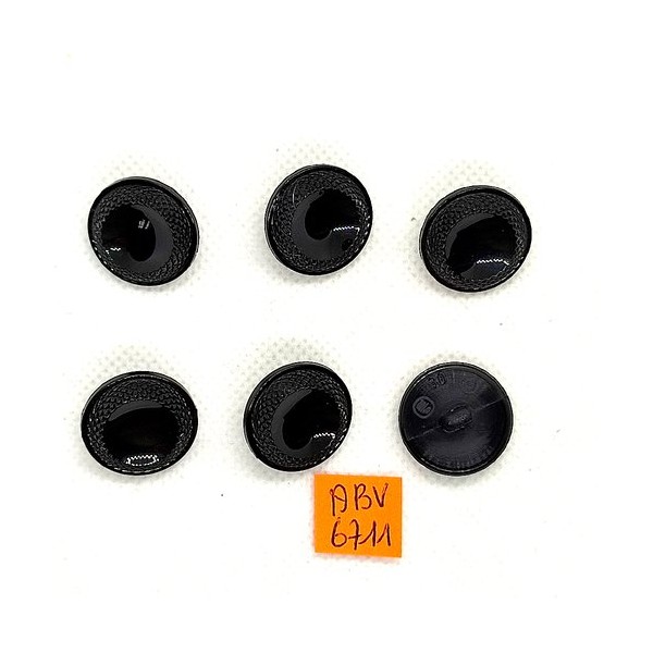 6 Boutons en résine noir - 19mm - ABV6711 - Photo n°1