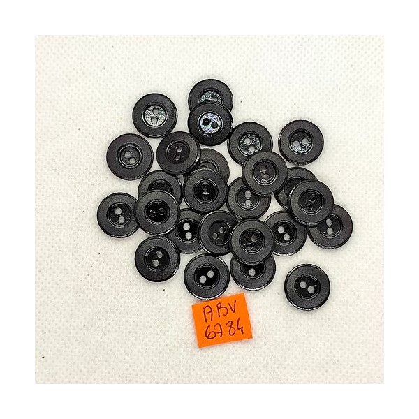 25 Boutons en résine noir - 15mm - ABV6784 - Photo n°1