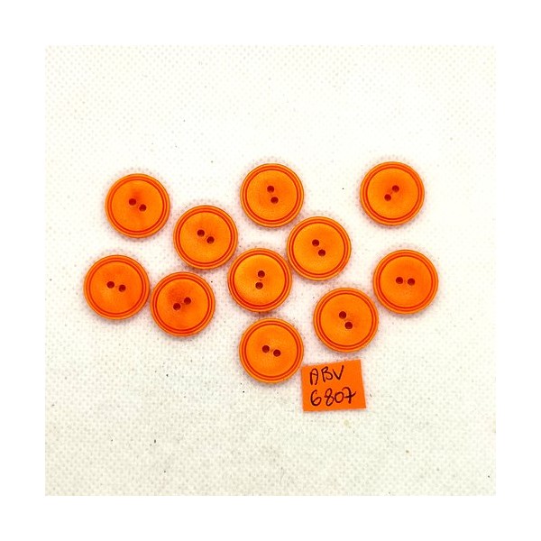 11 Boutons en résine orange - 17mm - ABV6807 - Photo n°1