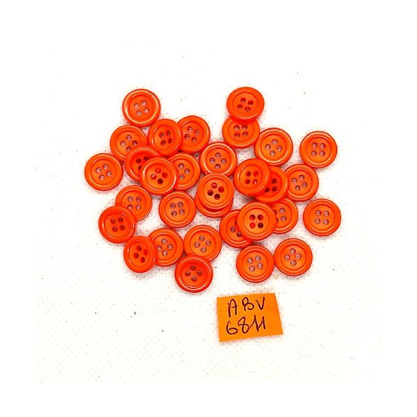31 Boutons en résine orange - 11mm - ABV6811 - Photo n°1