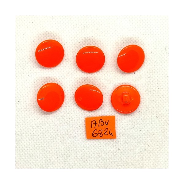 6 Boutons en résine orange foncé - 17mm - ABV6824 - Photo n°1