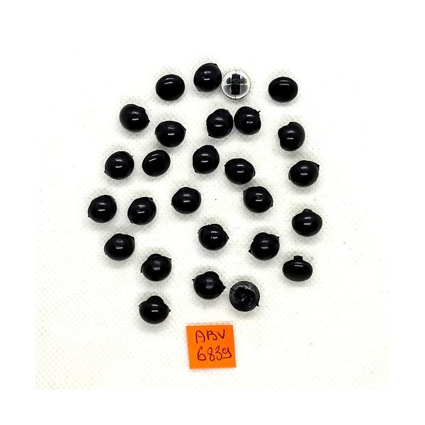 25 Boutons en résine noir - 10mm - ABV6839 - Photo n°1