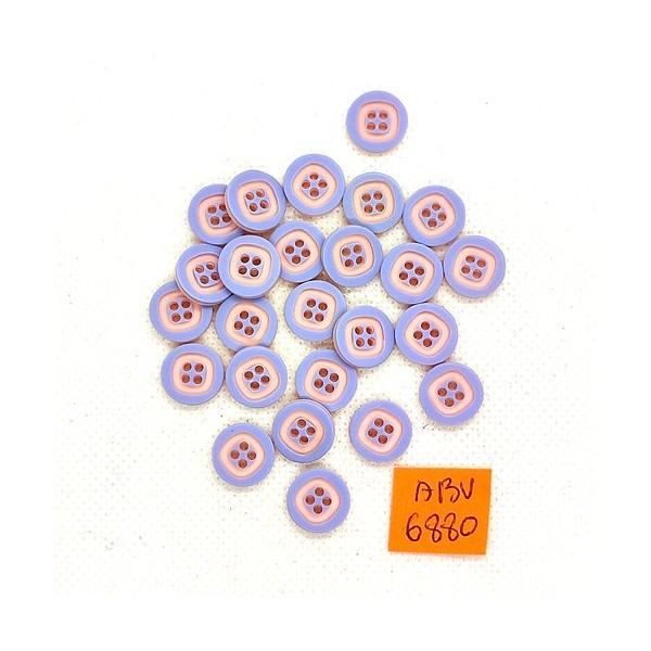 25 Boutons en résine rose et bleu - 11mm - ABV6880 - Photo n°1