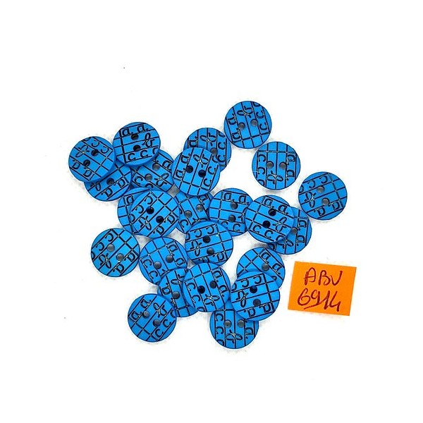 24 Boutons en résine bleu et noir - 13mm - ABV6914 - Photo n°1