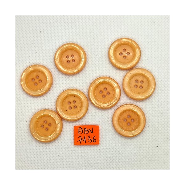 8 Boutons en résine orange clair - 23mm - ABV7136 - Photo n°1
