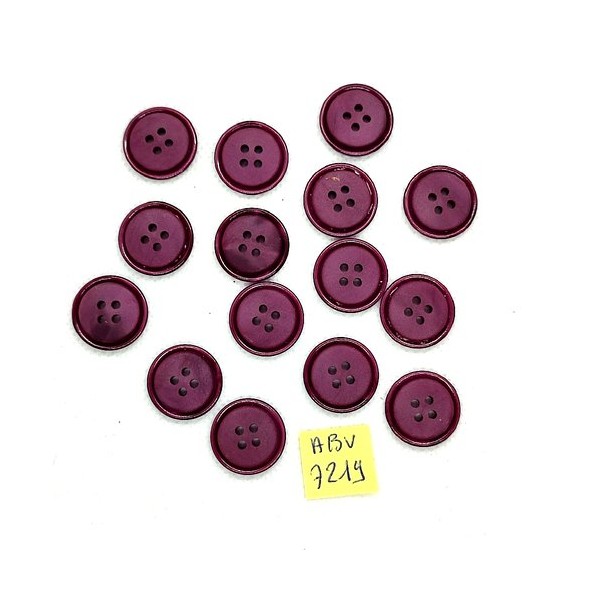 15 Boutons en résine violet - 17mm - ABV7219 - Photo n°1
