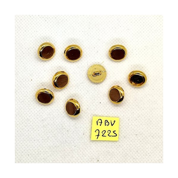 6 boutons en résine doré et marron - 18mm - ABV7225 - Photo n°1