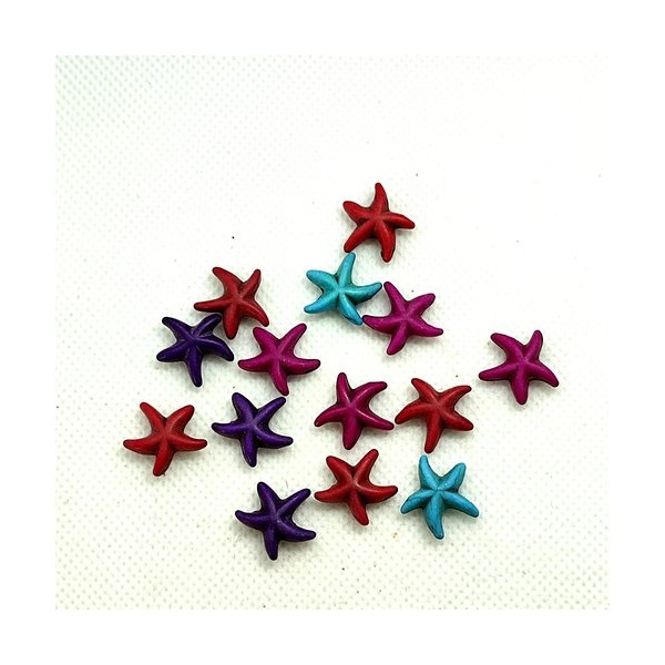 14 Perles en résine multicolore- étoile - 15mm - Photo n°1