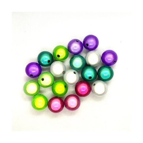 Lot de 20 perles magique en résine multicolore - 20mm - 1 - Photo n°1