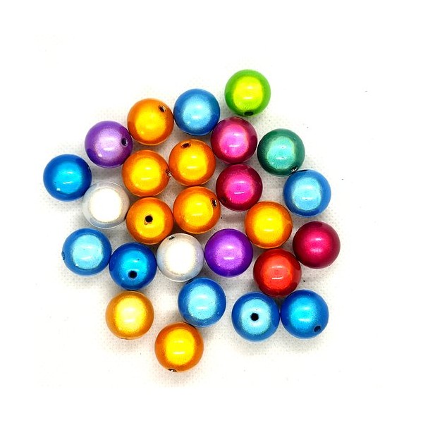 Lot de 26 perles magique en résine multicolore - 15mm - 2 - Photo n°1