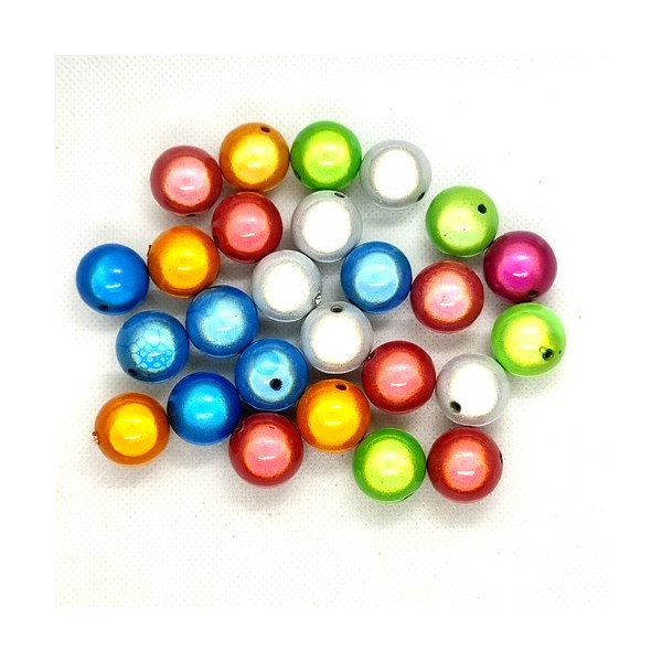 Lot de 26 perles magique en résine multicolore - 18mm - 3 - Photo n°1