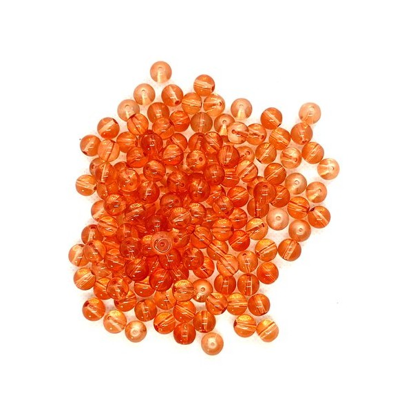 Lot de 145 perles en verre orange - 8mm - Photo n°1