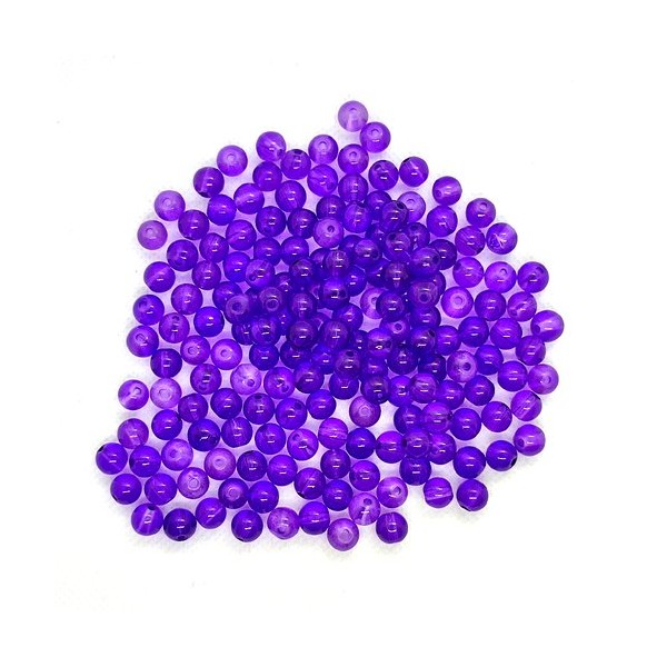 Lot de 175 perles en verre violet - 7mm - Photo n°1