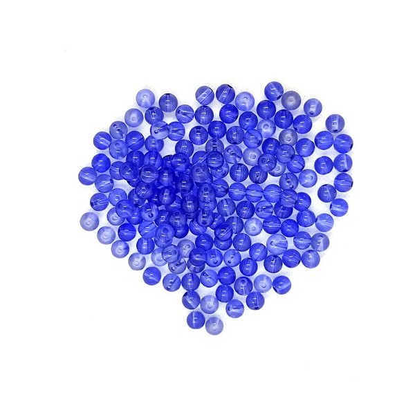 Lot de 150 perles en verre bleu - 7mm - Photo n°1