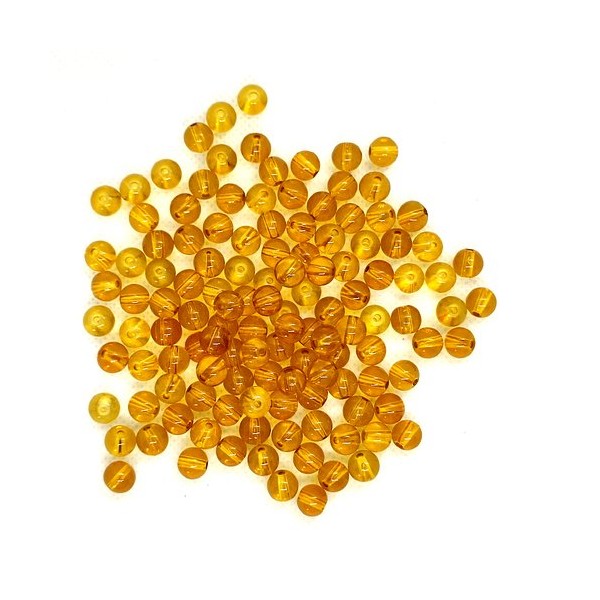 Lot de 125 perles en verre jaune - 7mm - Photo n°1