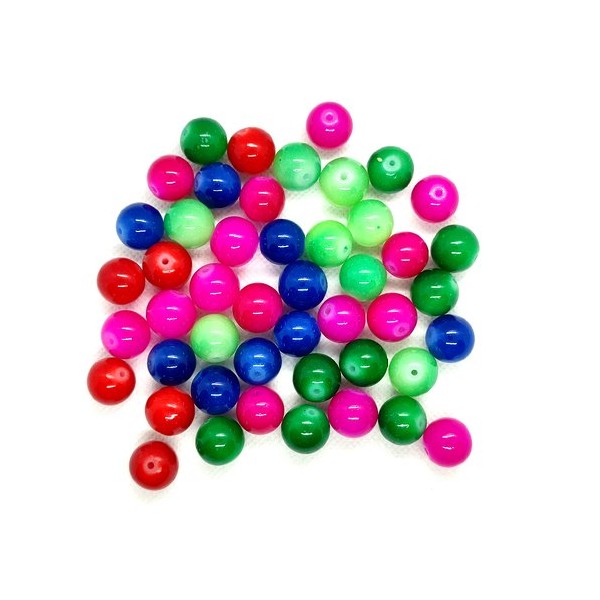 Lot de 47 perles en verre multicolore - ± 13mm - Photo n°1