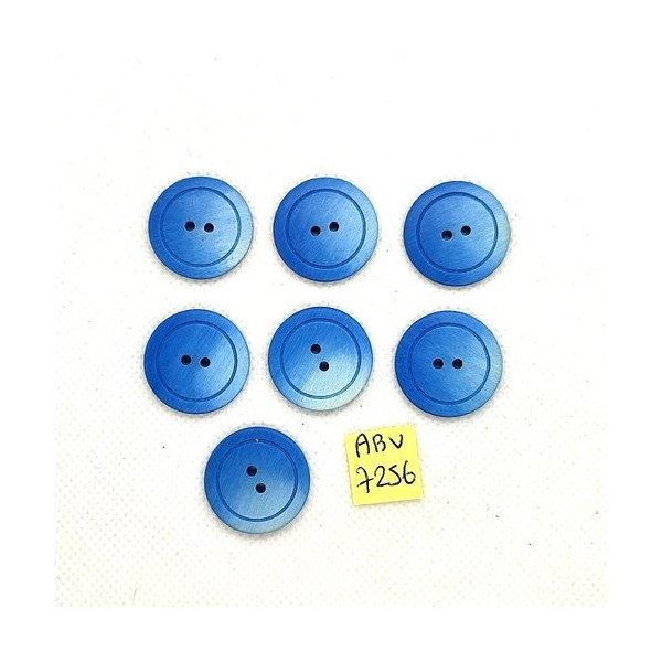 7 Boutons en résine bleu - 22mm - ABV7256 - Photo n°1