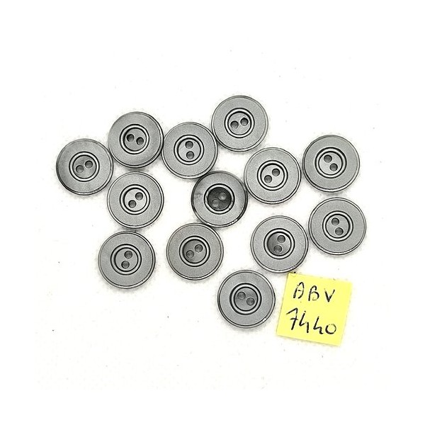13 Boutons en résine gris - 14mm - ABV7440 - Photo n°1