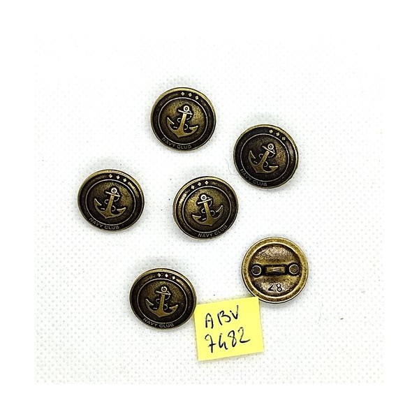 6 Boutons en métal doré - une ancre - 18mm - ABV7482 - Photo n°1