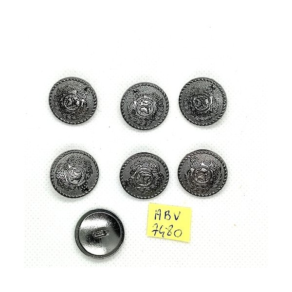 5 Boutons en métal argenté - 20mm - ABV7480 - Photo n°1