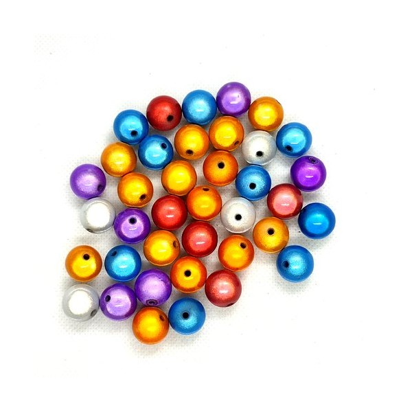 Lot de 38 perles magique en résine multicolore - 14mm - 3 - Photo n°1