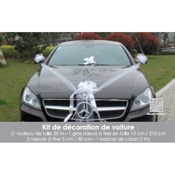 Kit décoration voiture mariage blanc - Photo n°1