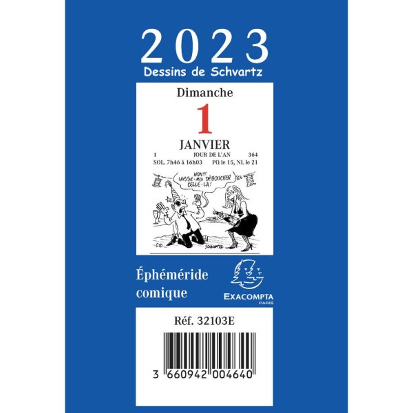 Bloc éphémeride 2023, comique, 97 x 65 mm - Exacompta - Agenda année civile  - Creavea