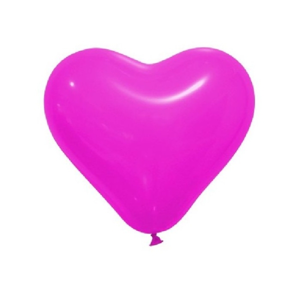 12 Ballons opaques forme coeur fuschia 28cm - Photo n°1