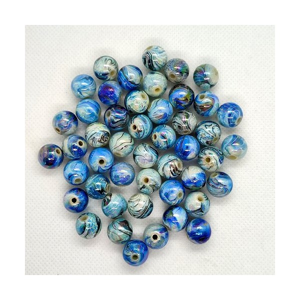 Lot de 45 perles en résine bleu dégradé - 12mm - Photo n°1