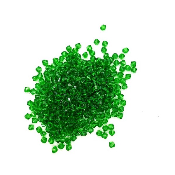 Lot de 380 perles en résine vert - toupies - 6mm - Photo n°1