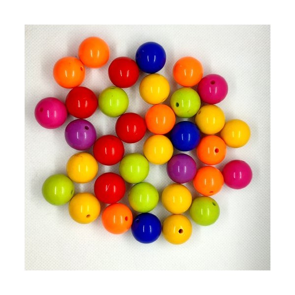 Lot de 26 perles en résine multicolore - 19mm - Photo n°1
