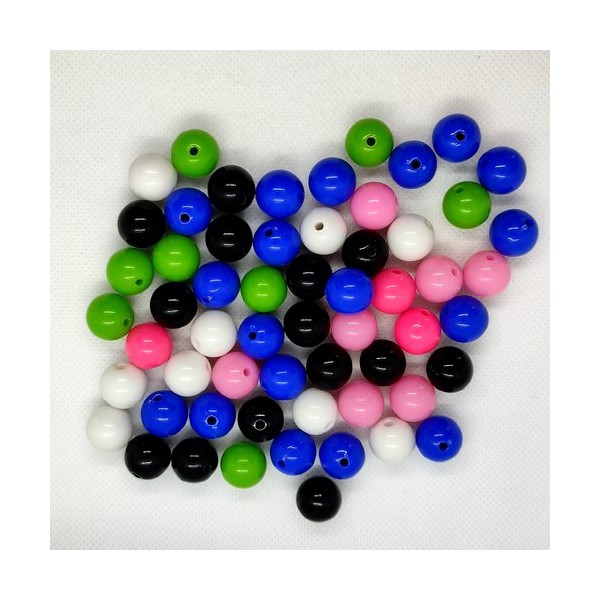 Lot de 58 perles en résine multicolore – 13mm - Photo n°1