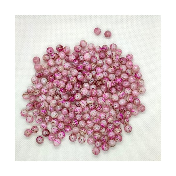 Lot de 210 perles en verre rose - 8mm - Photo n°1