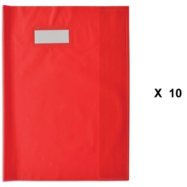 Lot de 10 Protège-cahiers Styl SMS, 240 x 320 mm - Rouge - Photo n°1
