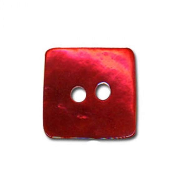 Bouton carré en Nacre couleur Rouge - Photo n°1