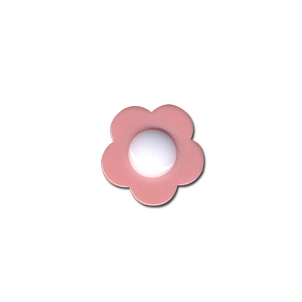 Bouton fleur coeur blanc 14mm fuchsia - Photo n°1