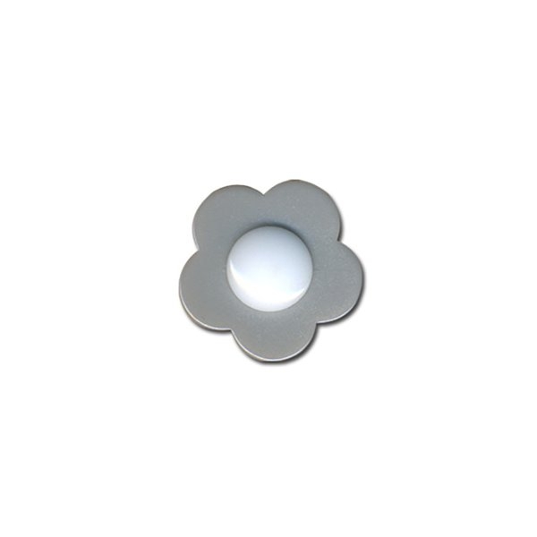 Bouton fleur coeur blanc 14mm gris - Photo n°1