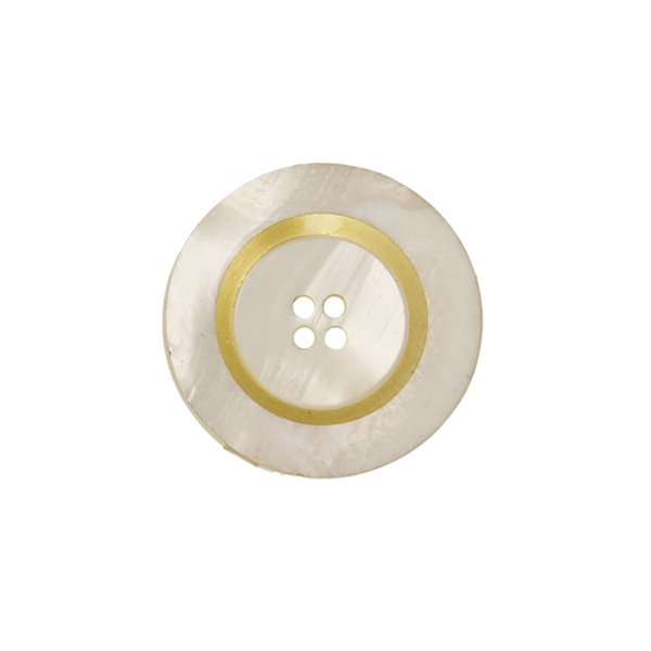 Bouton rond 4 trous 15mm ecru/or - Photo n°1