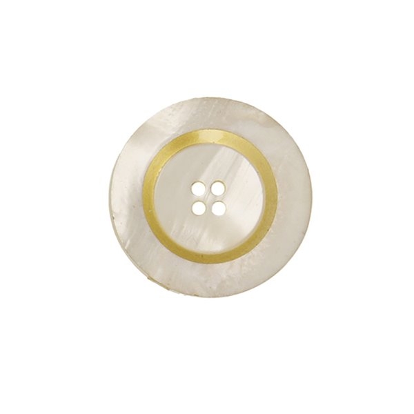 Bouton rond 4 trous 20mm ecru/or - Photo n°1