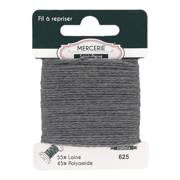 Fil à repriser laine 15m gris foncé - Photo n°1