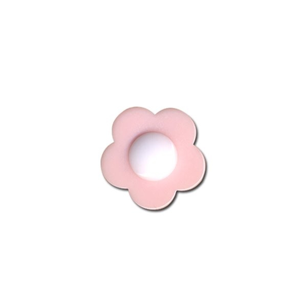Lot de 6 boutons fleur coeur blanc 14mm Rose Layette - Photo n°1